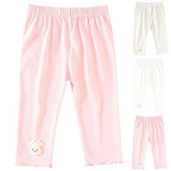DJDLJWCJ Baby Girls Wide Leg Joggers Pants Elastic Waist Breathable Ribbed Casual Pants Solid Color Stretch Soft Pants Pink Size 9-12M