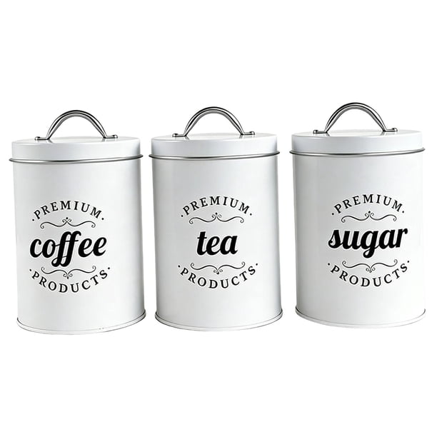 Recipiente para café, té y azúcar, hojalata, para comedor, regalos, gadgets, accesorios de cocina Blanco