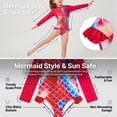 thumbnail image 5 of Girls One Piece Swimsuit Mermaid Scale Print Long Sleeve Costume Rash Guard Swimsuit for Girls Ages 6T, 5 of 10