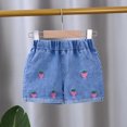 thumbnail image 2 of XFHLMJFF Toddler Baby Girls Denim Jeans Summer Love Heart Primted Denim Shorts Elastic Waistband Cute Jeans for 6-12 Months, 2 of 4