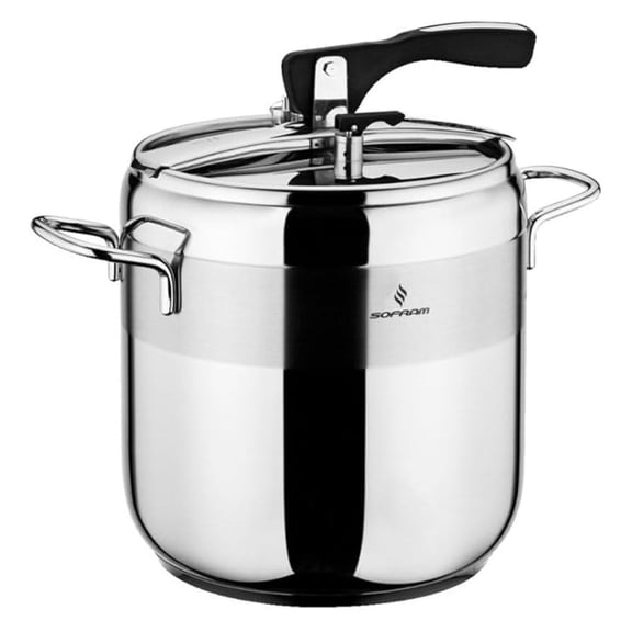 Stainless Steel Pressure Cooker 8L - Pressure Canner, Stock Pot - Fast & Safe Cooking - 3-Layer Base - Induction Compatible - Sofram