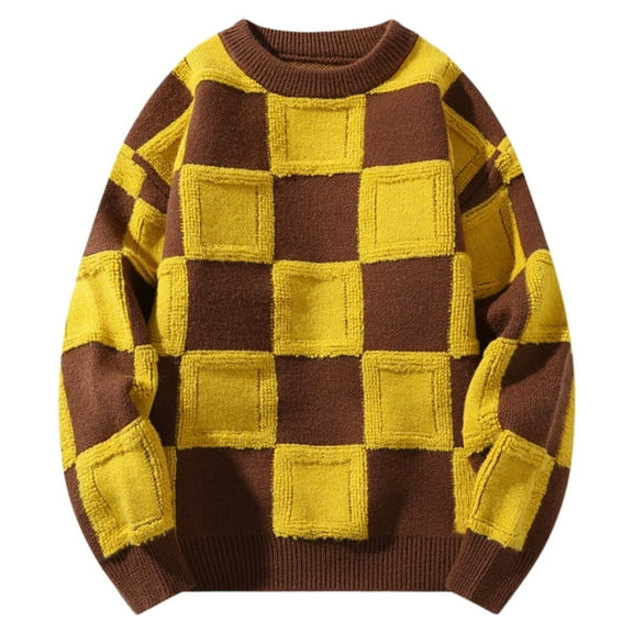 uikmnh Men's Round Neck Sweater Knit Pullover Casual Autumn Winter Lightweight Knitwear Clothing