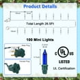 thumbnail image 2 of KTENME 200 Counts Christmas Lights 53Ft, 2 Sets of 100 Mini Lights 26.5 Feet String Lights with Replace Fuse and Bulb, Waterproof Connectable, Indoor Outdoor Christmas Decoration, Blue, 2 of 8