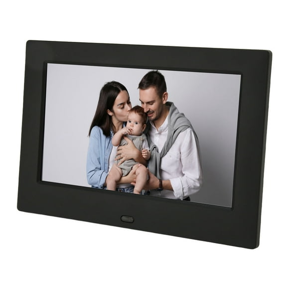 Marco de Fotos Digital, Marco de Fotos Digital Electrónico HD 1080p de 7 Pulgadas Con Control Remoto, Álbum de Fotos Con Reloce Calendario, Para Amigos y familiares negros