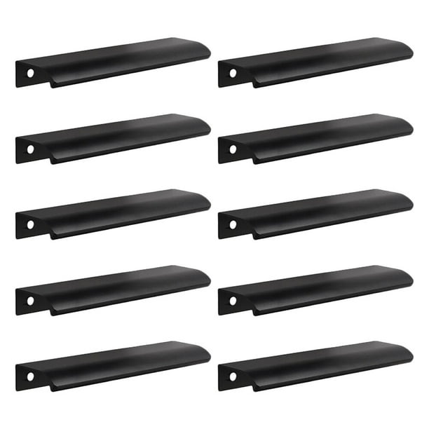 WORGEOUS 10pcs de dedo oculto tirón mango gabinete creativo tira el toque de dedo de montaje negro