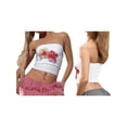 thumbnail image 3 of Mialoley Women Tube Tops Flower Print Boat Neck Strapless Tops Tank Tops Summer Backless Bandeau Shirts, 3 of 9