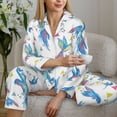 thumbnail image 6 of Pajama Sets for Women 2 Pcs, Classic Watercolor Cute Parrot Button Down Long Sleeve Sleepwear Lounge PJ Sets, 6 of 6