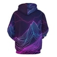 thumbnail image 6 of POBUDS Hoodie, Regular Fit Sporty Pullover Hooded Sweatshirt for Men Women Cyber Neon Mountains S, 6 of 6