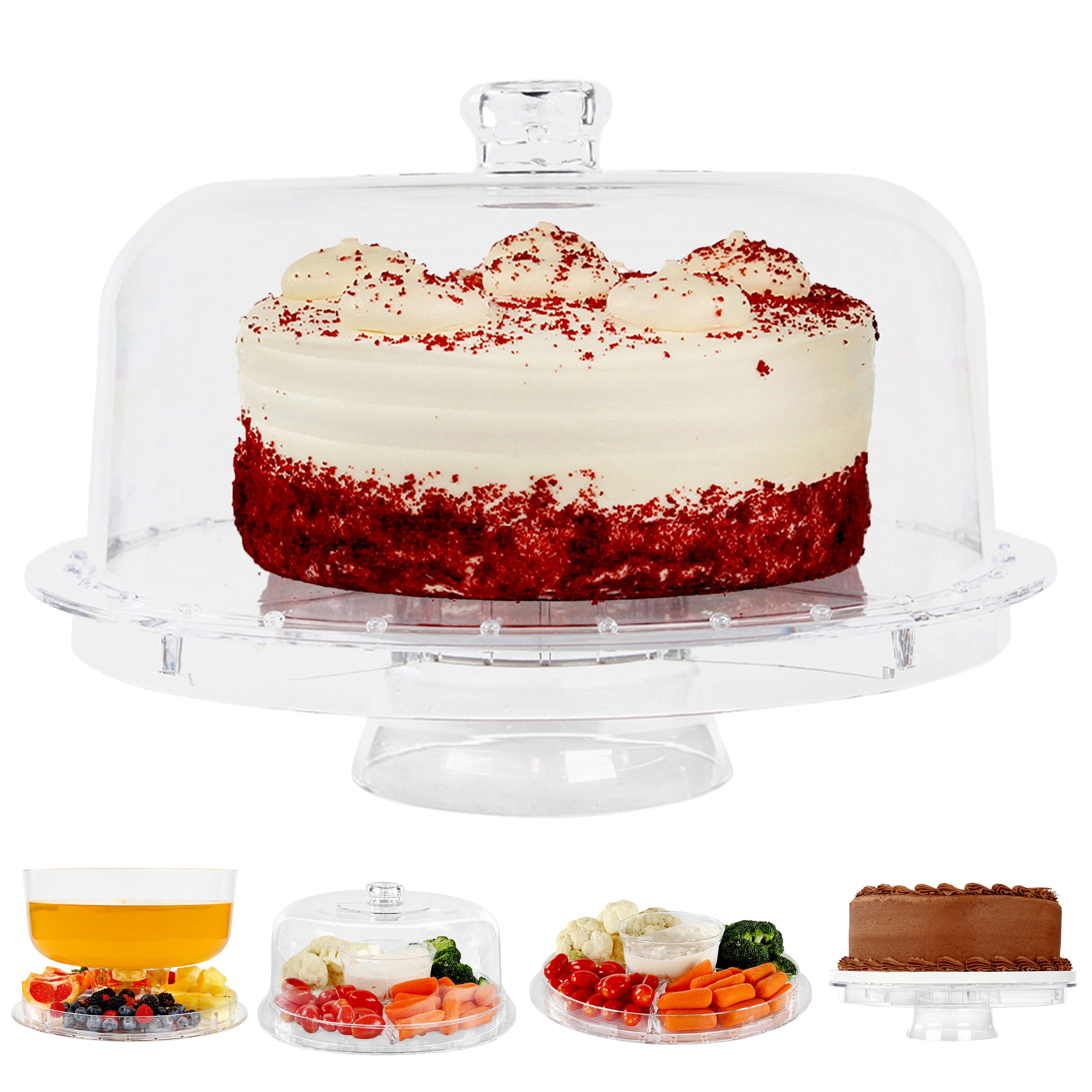 7Penn Acrylic Cake Stand with Dome Lid 12in Serving Platter and Punch