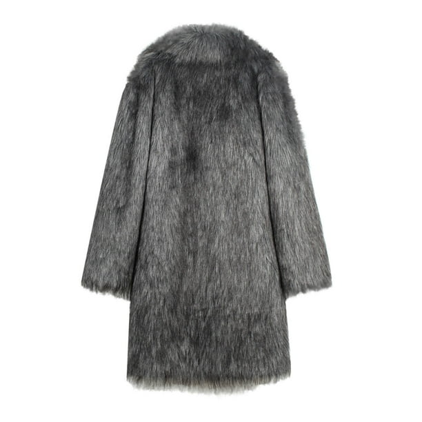 Fartey Plus Size Mens Faux Fur Coat Dressy Casual Lapel Overcoat