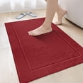thumbnail image 1 of Canadian Linen Yukon Bath Mats, 2 Pack, 20"x34", Cotton Washable Soft Absorbent Lightweight Quick Dry Bath Shower Mats, Picture Frame Design, Burgundy, 1 of 9