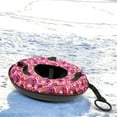 thumbnail image 2 of ToppiJoy 31.49'' Snow Tube Heavy Duty Oxford Cloth Inflatable Snow Sled for Sledding with Tow Strap Pink Snow Tube Sled with 2 Grippable Handles Hold up 220.46-396.83lbs, 2 of 13