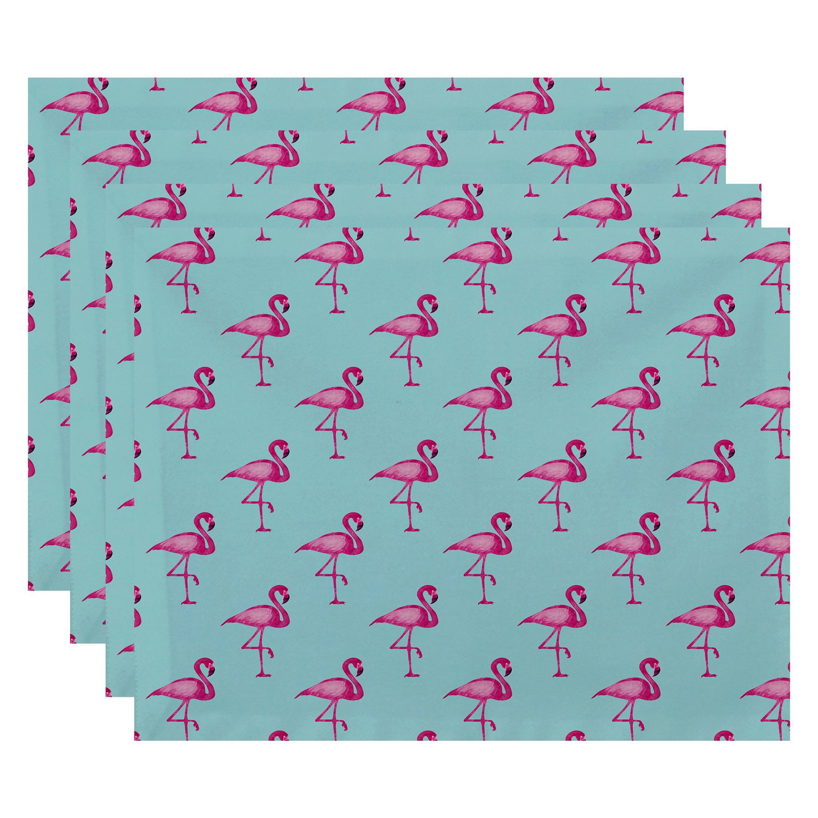 Simply Daisy, 18 x 14 Inch Flamingo Fanfare Multi Animal Print Placemat (set of 4), Yellow