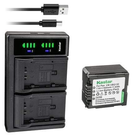 Kastar 1-Pack VW-VBG130 Battery and LTD2 USB Charger Replacement for Panasonic HDC-HS9GK HDC-HS20 HDC-HS20K HDC-HS100 HDC-HS100GK HDC-HS200 HDC-HS250 HDC-HS250K HDC-HS300 HDC-HS300K