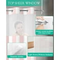 thumbnail image 4 of No Hook Shower Curtain with Snap in Liner, Pink and White Striped Geometric Hotel Shower Curtains for Bathroom, Washable Shower Curtain Liner Set with Mesh Top Window, 48"x72", 4 of 6