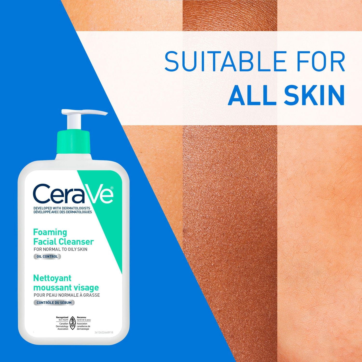 CeraVe Nettoyant Moussant, Gel Nettoyant avec Céramides et Niacinamide pour Peau Normale à Grasse, 562 ml