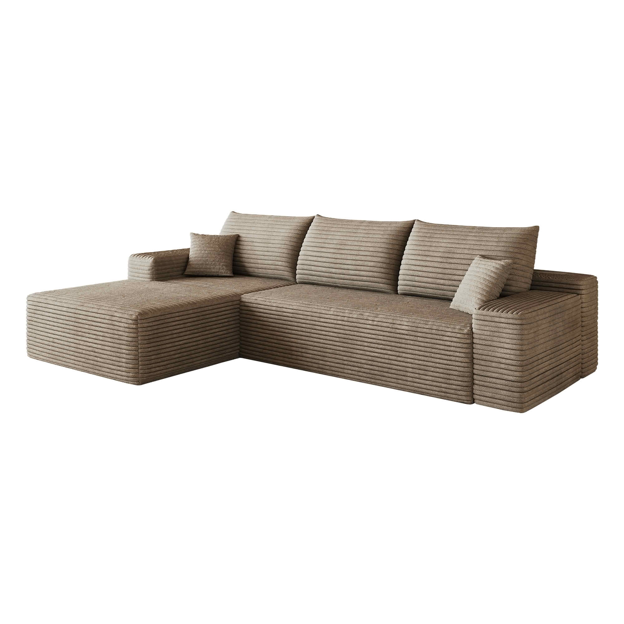 MAYEERTY 107 Inch L‑Shape Cloud Sectional Couch with Chaise, Modern Modular Deep‑Seat Sofa, Plush Corduroy Upholstered Couch, No Assembly Required for Living Room Bedroom Apartment