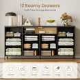 thumbnail image 6 of Tuekys 63" Modern Dresser TV Stand for 65 70 75 Inch TV, Fabric Chest of Drawers with Charging Station, LED Lights, Open Shelves & 12 Drawer Dresser for Living Room, 6 of 7
