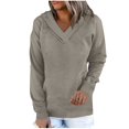 thumbnail image 2 of Walf Check Sweatshirts for Women Long Sleeves V Neck Womens Hoodies Side Pockets Pull-up Casual Sweatshirts Trendy Jackets Cozy Outfits Daily Essentials, 2 of 7