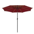 thumbnail image 1 of Costway Parasol de Marché pour Table de Patio de 10 Pi avec 112 DEL Solaires, Manivelle Inclinable, Extérieur, Bourgogne, 1 of 10