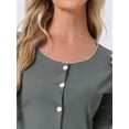 thumbnail image 5 of DARING DIVA Long Sleeve Side Bow Button Down Ruffle Hem Pajama Set M Gray, 5 of 7