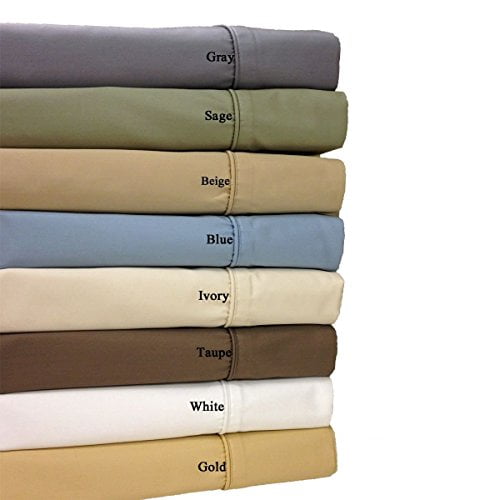 4 PCs Waterbed Sheet Set Taupe Stripe Rich 100% Pima Cotton 1000 TC