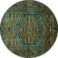 thumbnail image 1 of Ahgly Company Machine Washable Indoor Round Persian Turquoise Blue Traditional Area Rugs, 7' Round, 1 of 4