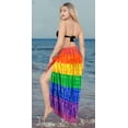 thumbnail image 3 of LA LEELA Women's Sarong Bikini Skirt Cover up Swimwear Bathing suit Summer Wraps Swimsuit Beach Wrap Coverups for Women One Size Pride Stripes, Multi, 3 of 4