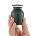 thumbnail image 2 of Reminded Small Cremation Memorial Urn for Human Ashes, Green Mini Keepsake with Velvet Case, 2 of 5