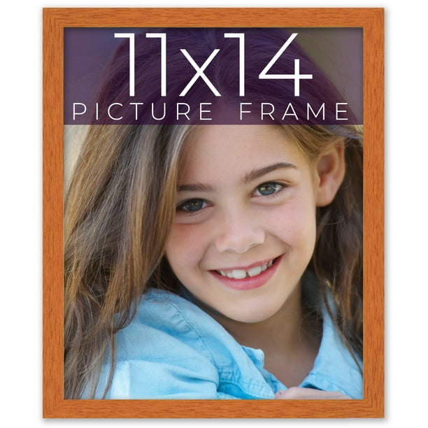 11x14 Honey Brown Real Wood Picture Frame Width 0.75 Inches Interior