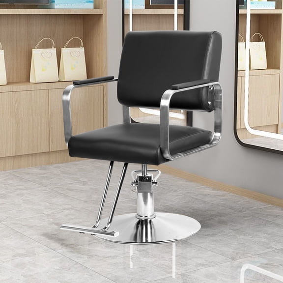 Fogcroll Hair Salon Chair Styling Heavy Duty Hydraulic Pump Barber Chair Beauty Shampoo Barbering Chair 360 Degree 330lbs for Hair Stylist Women Man (Black)