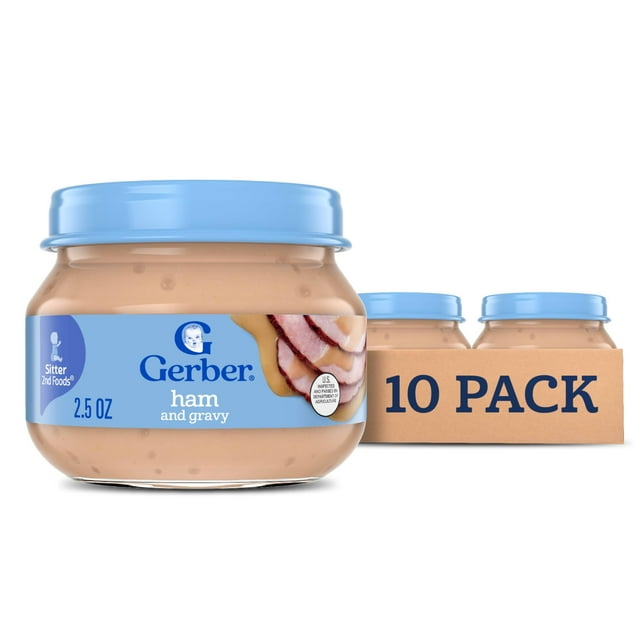 Tarro para jamón y salsa Gerber Stage 2 de Baby Food, 128 ml, paquete de 10