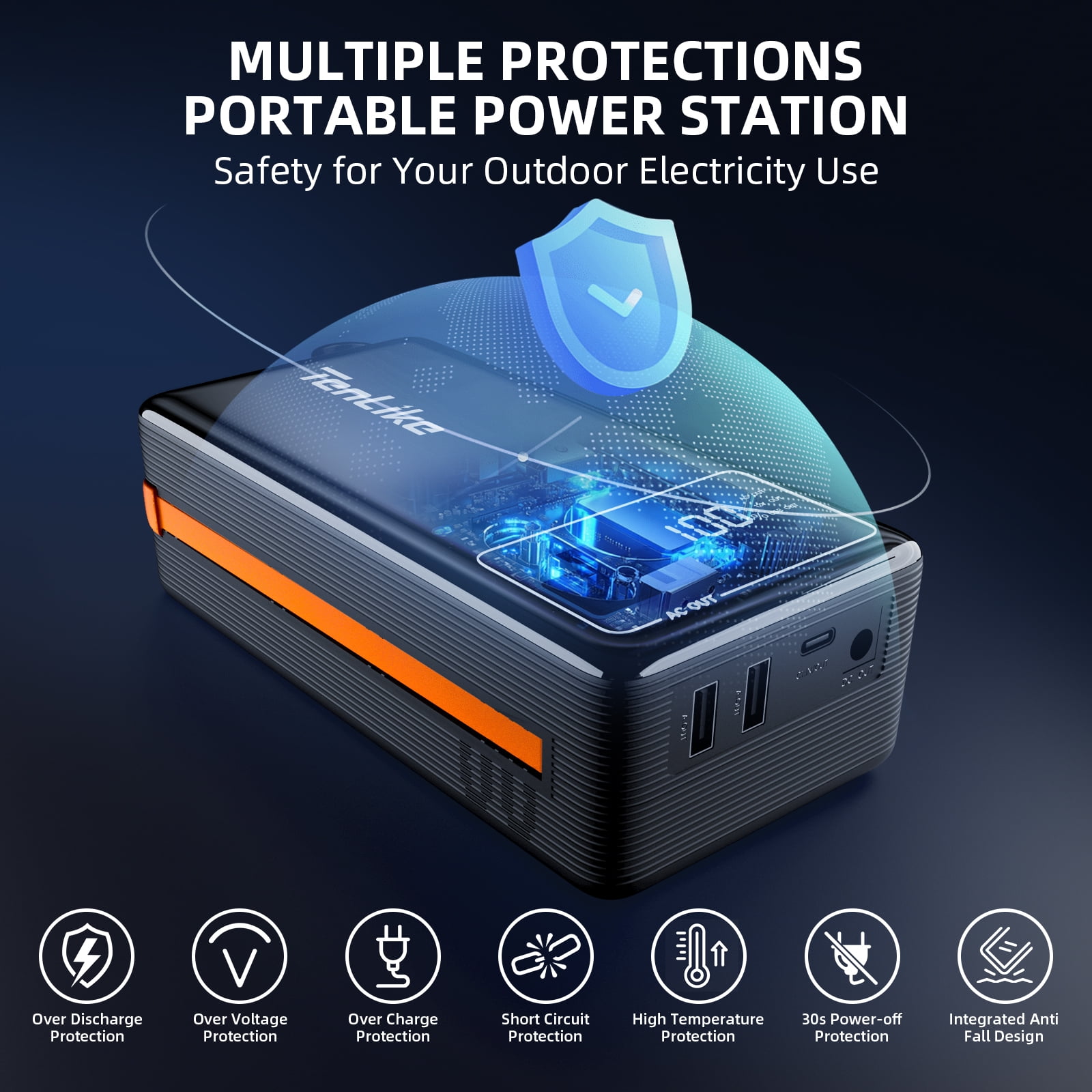 Froura 27000mAh Portable Power Station, Power Bank with AC Outlet, 60W USB-C for Laptop, Outdoor Camping Hiking, Black