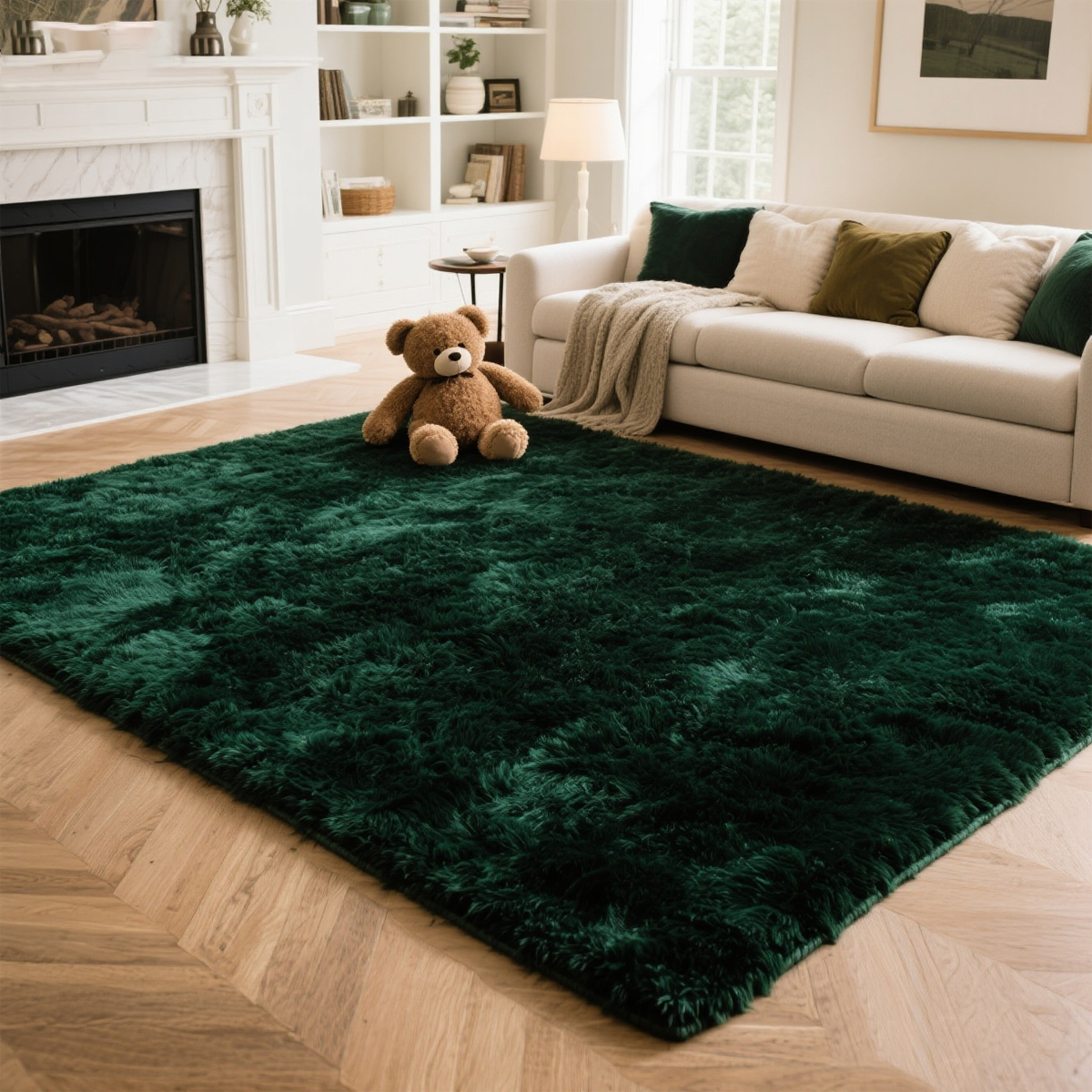 9'x12' Soft Rug Indoor Modern Fluffy Area Rugs for Living Room Bedroom Carpet Home Decor,Green