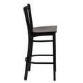 thumbnail image 6 of BizChair 2 Pack Black Vertical Back Metal Restaurant Barstool - Mahogany Wood Seat, 6 of 8