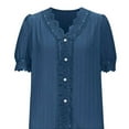 thumbnail image 4 of Endives Women's Short Sleeve T-shirt Lace Trim V Neck Shirts Summer Casual Tops 2025 Trendy Boho Blouses Elegant Puff Sleeve T Shirt, 4 of 4
