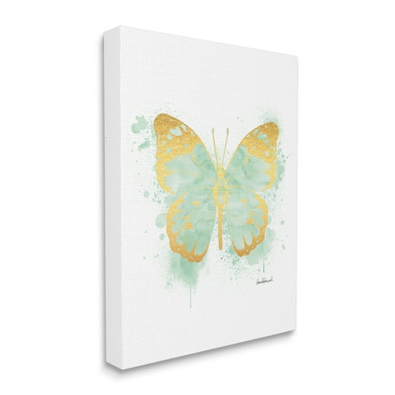 Stupell Industries Seafoam Green Butterfly Watercolor Paint Splatter Canvas Wall Art by Amanda Greenwood