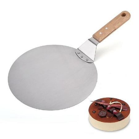

SEFUONI Round pizza shovel with wooden handle stainless steel safety transfer shovel c