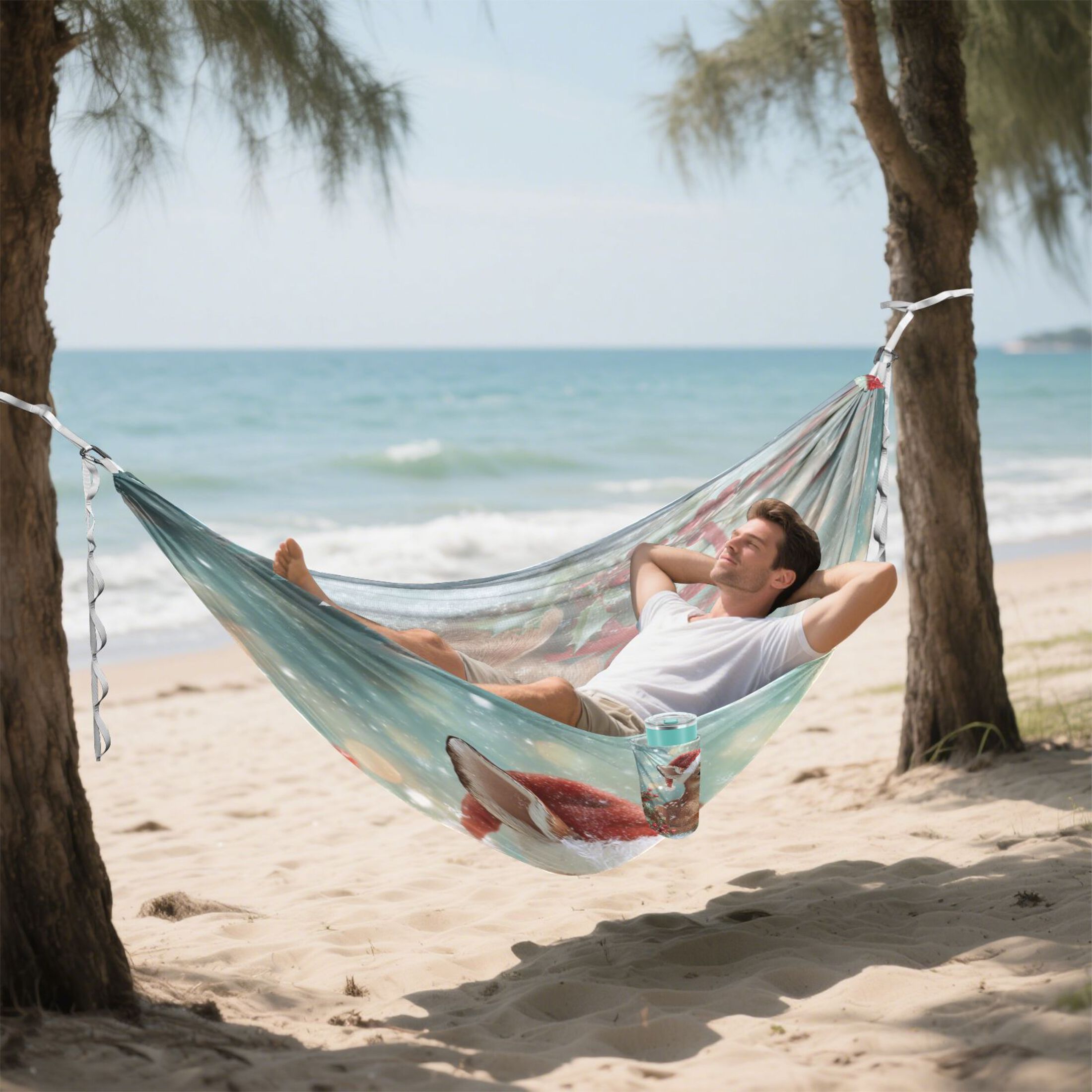 Hammock Camping Hammock Nylon Portable Hammock Travel Camping Hammock Warm Christmas Deer Cartoon
