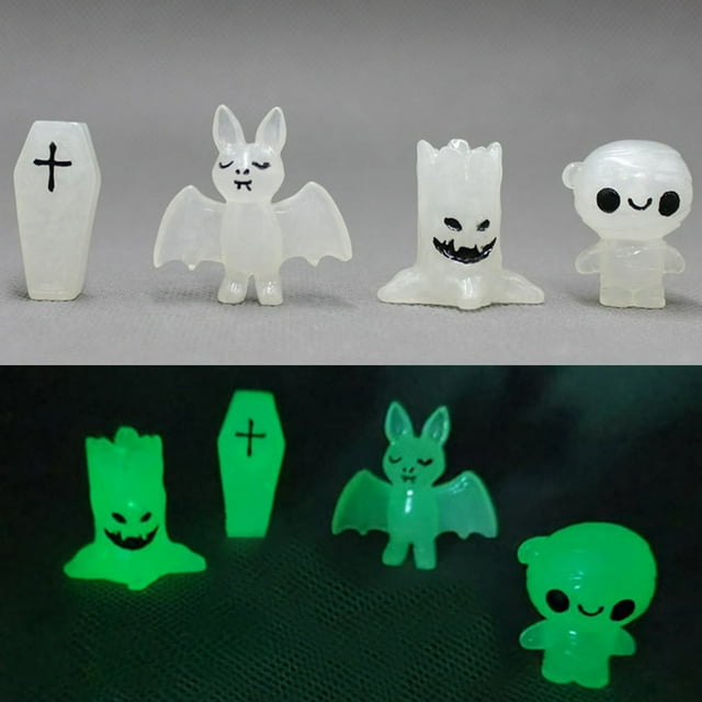 4 Pcs/Ensemble Statue Lumineuse Décor Style Halloween Résine Polymère Forme de Fantôme Exquise pour Fête