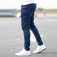 thumbnail image 4 of Spring Mens Black Blue Pants Pure Color Stretch Jeans Street Casual Slim Fit Trousers Male Vintage Wash Skinny Jeans for Men, 4 of 10