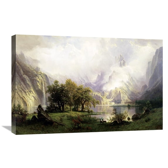 Global Gallery Albert Bierstadt,'View of Rocky Mountains' Stretched Canvas Artwork