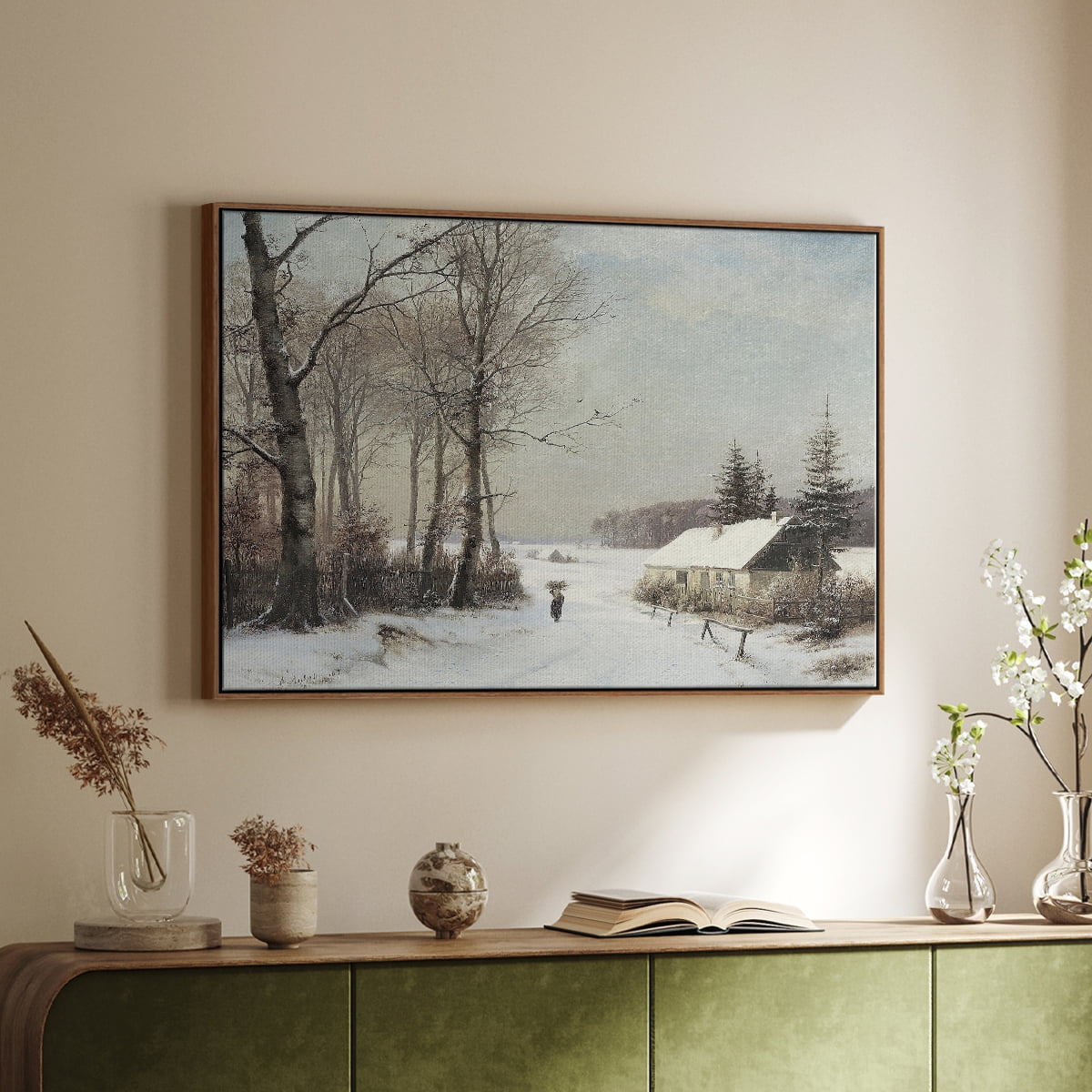 Vintage Landscape-CCLXXVIII By Wexford Home Framed in Walnut Wood Gallery Wrapped Canvas 17 in. x 25 in.