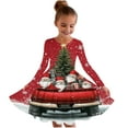 thumbnail image 1 of EGNMCR Longues Robe à Manches à Col Rond Filles Noël Imprimée Robe Patineuse Tournoyante à Manches Longues pour Récital d'École Robe à Manches Longues à Col Rond Fille Robe en Polyester, 1 of 4