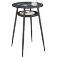 thumbnail image 1 of VASAGLE EKHO Collection - Bar Table with Storage, Round High Pub Table, Synthetic Leather with Stitching, Mid-Century Modern, Kitchen Home Bar, Living Room, Easy Assembly, Ebony Black and Ink Black, 1 of 6