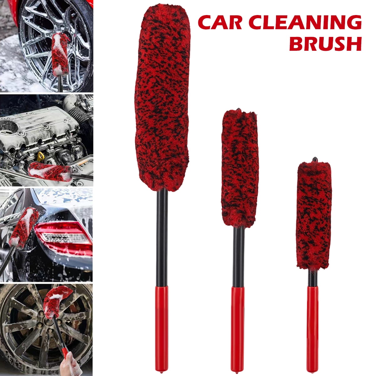 Retrok 10inch Car Wheel Cleaning Brush Nylon Car Wheel Rim Detailing Brush with Long Handle