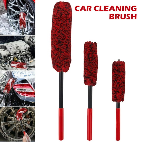 CIVG 10inch Car Wheel Cleaning Brush Nylon Car Wheel Rim Detailing Brush with Long Handle Bendable Car Cleaner Brush Synthetic