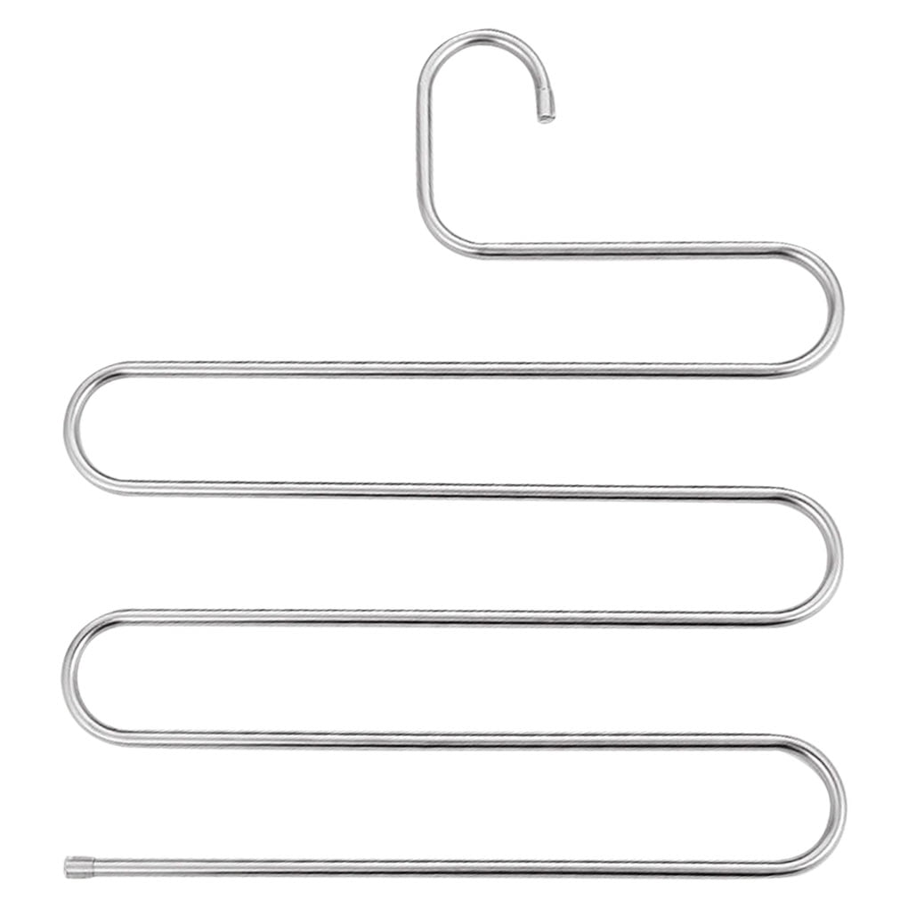 Pants Hanger Multi-Layer S-Style Jeans Trouser Hanger Closet Stainless Steel Rack Space Saver for Tie Scarf Jeans Clothes