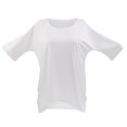 thumbnail image 1 of Mujer Hombro frío Mezcla de algodón Manga 3/4 Camisa holgada Tops Blusa larga SG Yuyangstore Blusa de las mujeres, 1 of 8
