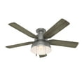 thumbnail image 5 of Hunter 52 inch Outdoor or Indoor Ceiling Fan with LED Light - Rustic Ceiling Fan with Pull Chain, For Bedroom, Living Room, or Patio, Low Profile Mount, No Remote - Mill Valley 59311, Matte Silver, 5 of 15